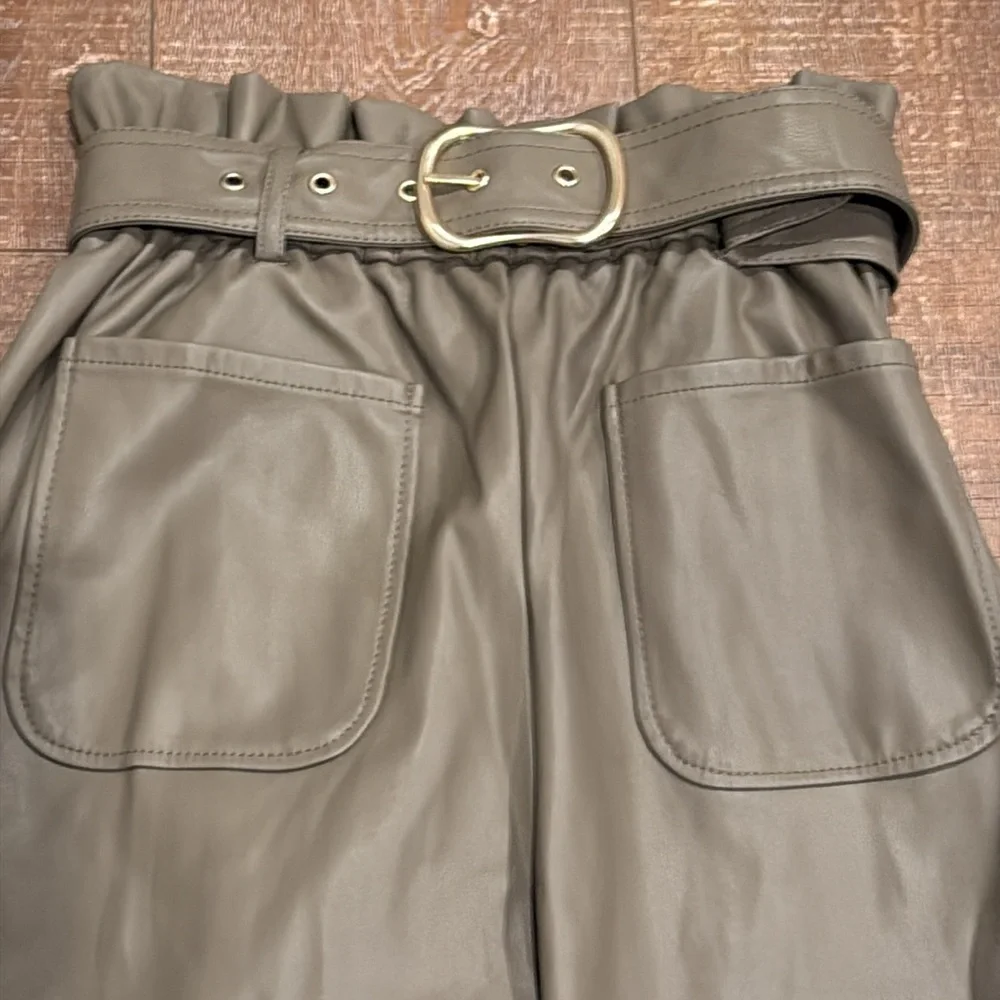 Jonathan Simkhai Vegan Leather Renata Paperbag Waist Pants